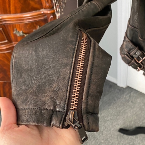 Wilson Women's dark brown Leather moto Jacket sz XL - Picture 5 of 8